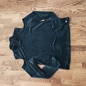 (XL) Calvin Klein Performance Stretch Velvet Cold Shoulder Turtleneck Top Cozy